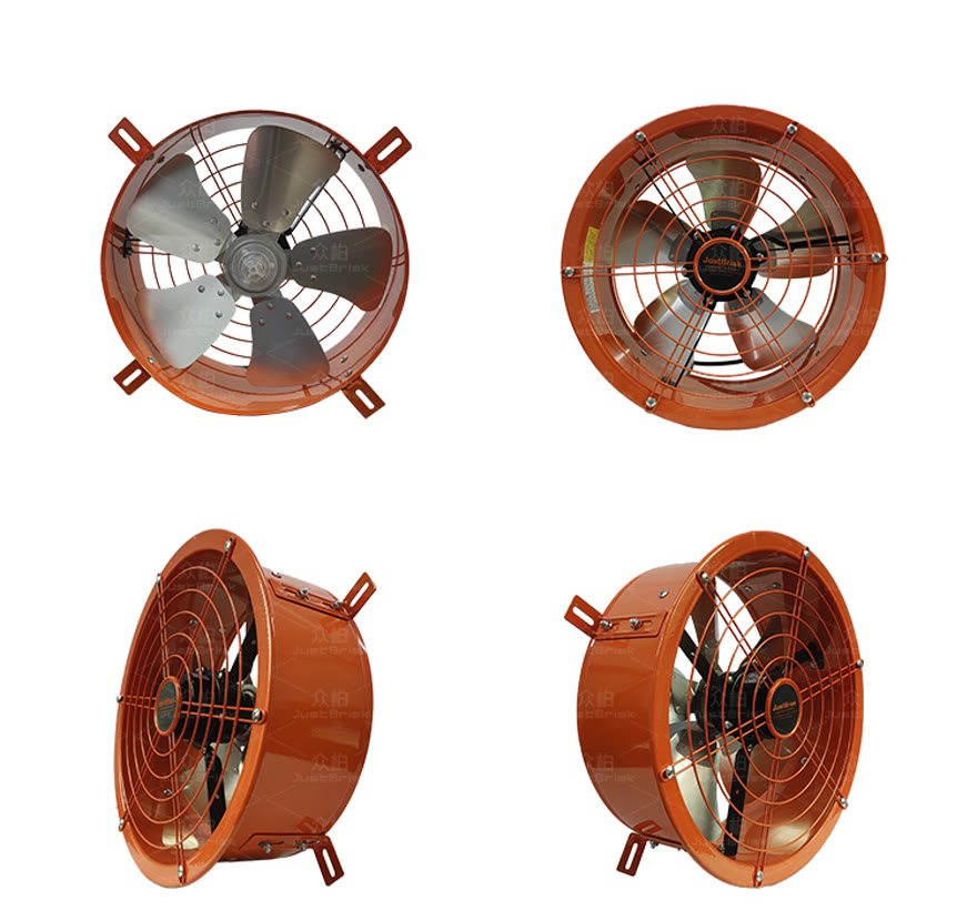 JBSF-350 solar gable fan — orange axial fan for gable-end mounting