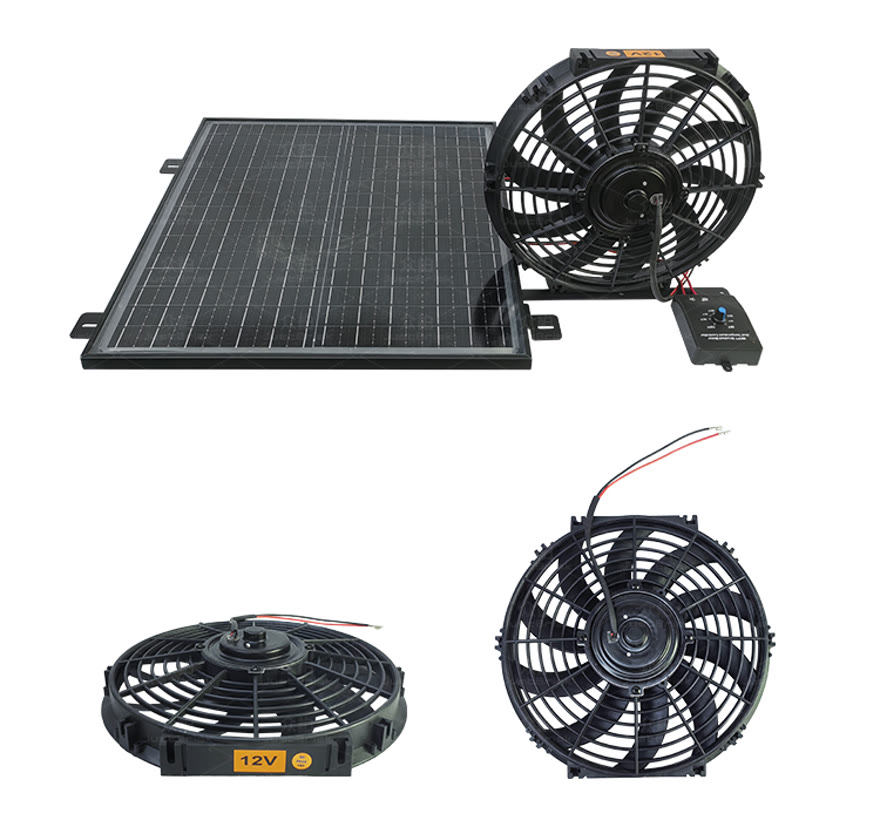 JBSF-320D solar powered fan — slim 12V fans with solar panel and controller